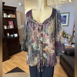 Dressbarn sheer multicolored blouse w/lining-size 14/16